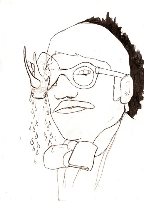 L'homme qui ne savait plus pleurer, graphite sur papier, 42 x 30 cm, 2009