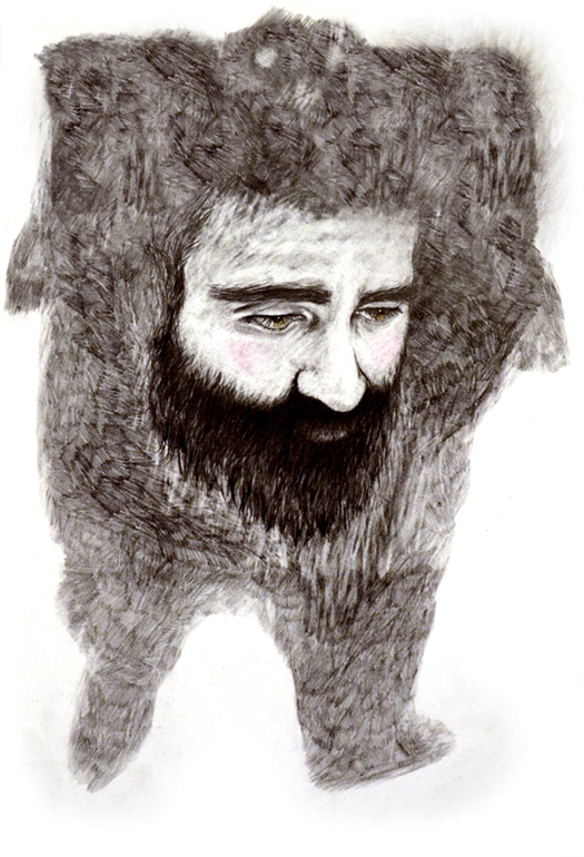 L'homme poussire, graphite, color pencil on paper, 45 x 35 cm. 2015